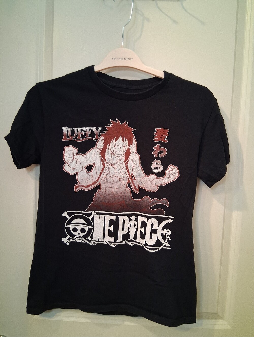 One Piece Luffy Kids Graphic Tee with Red Accents